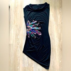 Cowl neck sleeveless Ruched Dress, size Medium. Le Chateau.